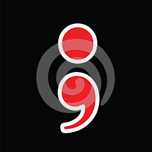 Red semicolon vector - greek question mark symbol