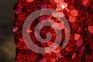 Red sequins pattern. Sparkling sequins background. Red sequin fabric for background. rectangular red shiny fabric