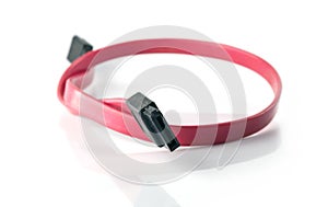 Red Serial-ATA cable isolate on white background