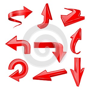 Red set arrows. 3d shiny icons