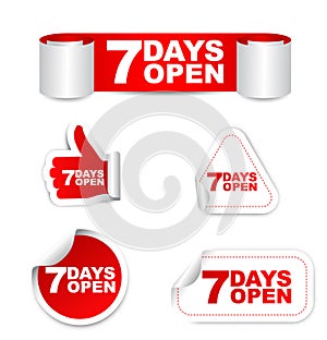 Red set paper stickers 7 days open