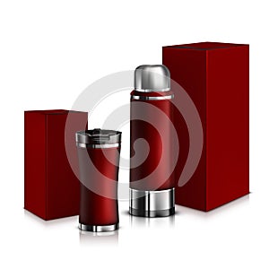 Red Set Thermos and Thermomug