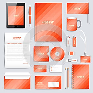 Red set of vector corporate identity template.