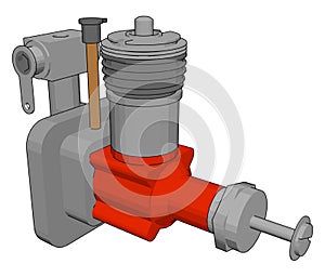 Red sewage sump pump, illustration, vector