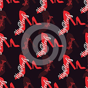 Red Sexy High Heels Silhouette Vector Graphic Seamless Pattern