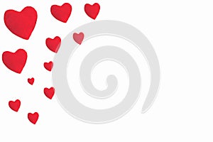 Red shape hearts 3d isolated on white background, copy space