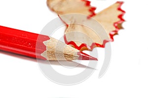 Red sharpened pencil close-up