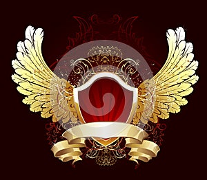 Red shield with golden wings