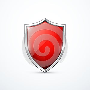 Red shield icon. Vector illustration