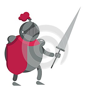 Red shield knight and his lance with with white back ground