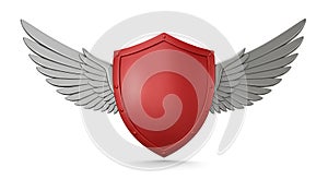Red Shield with Silver Wings