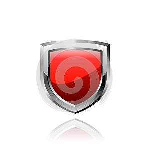 Red shield vector icon.