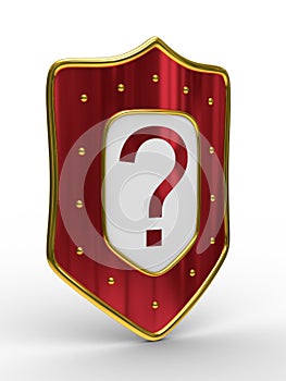 Red shield on white background
