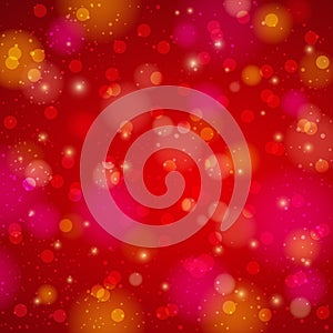 Red shine background with bokeh, vector