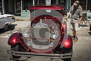 Red shinning American Vintage car year 1930