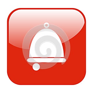 Red shiny Button: Bell symbol for notification or alarm