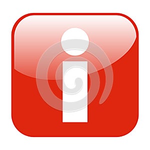 Red shiny Button: Information Symbol for support and contact