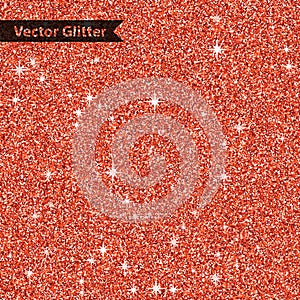 Red shiny glitter texture background with star. Sparkle premium wallpaper. Vector illustration