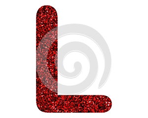 Red shiny letter L isolated on white background