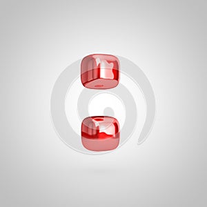 Red shiny metallic balloon colon symbol isolated on white background