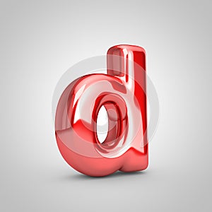 Red shiny metallic balloon letter D lowercase isolated on white background