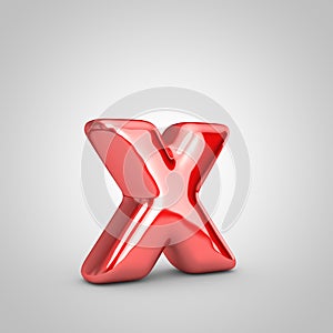 Red shiny metallic balloon letter X lowercase isolated on white background