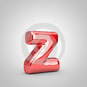 Red shiny metallic balloon letter Z lowercase isolated on white background