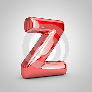 Red shiny metallic balloon letter Z uppercase isolated on white background