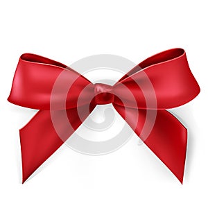 Red shiny satin ribbon on transparent background. Holiday gift decoration, Vector illustration