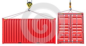 Red Shipping Cargo Container With Hook