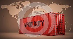 Red shipping container labeled 