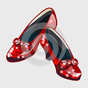 Red shoes with bow made from rubies