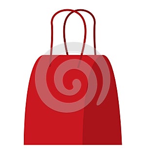 Red shopping bag flat design. Simple isolated icon for consumer concept. Commerce and sales vector illustration