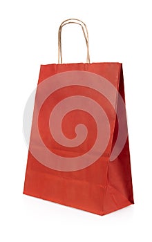 Red shopping bag isolated on white background with clipping path