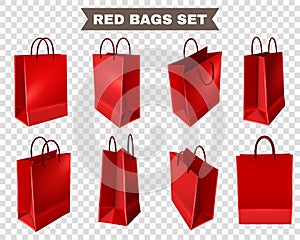 Red Shopping Bags Set