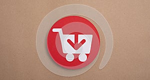 Red Shopping Cart Flat Design E-Commerce Icon concept