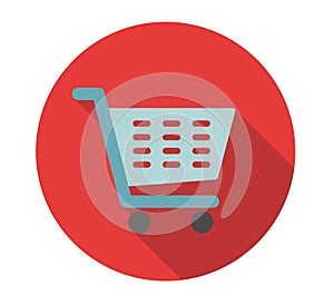 Red shopping cart symbol button