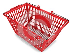Red Shopping Cart on White Background