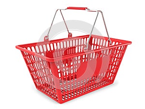 Red Shopping Cart on White Background