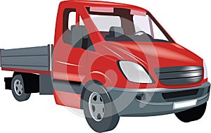 Red short wheelbase van for industry-