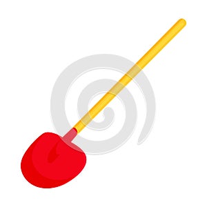 Red shovel icon in cartoon style