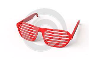 Red shutter shades in angled position