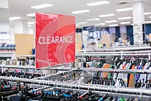 Red sign Clearance in store.