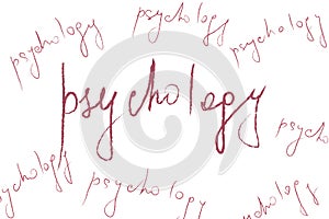 Red sign psychology on abstract beige background - mental health and psychotherapy concept