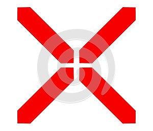 Red X sign, shape, letter. Crosshair, target mark, reticle concept icon
