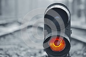 Red signal on railway