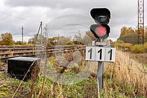 Red signal on railway