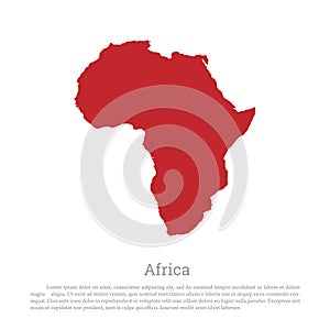 Red silhouette of continent Africa on a white background. Detailed map