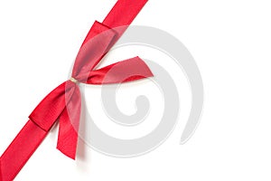 Red Silk Bow on White Background