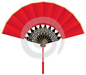 Red Silk Chinese Fan